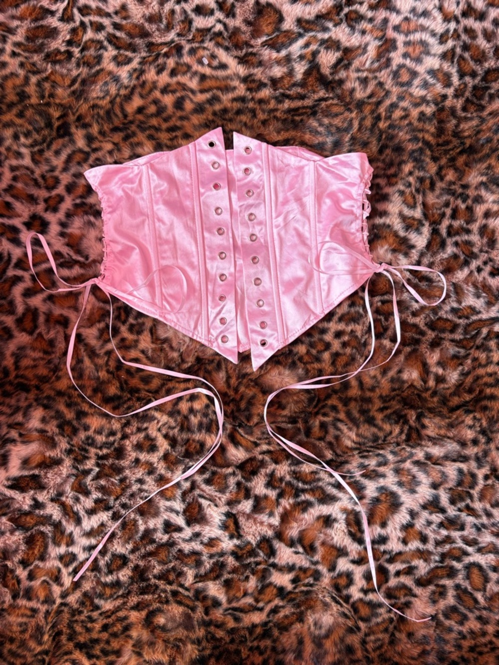 Pink Satin Corset Top - Women's Lace-Up Waist Cincher